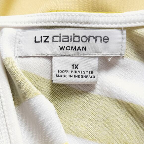 Liz Claiborne Women's Top Purple Yellow Stripe Modcore Dopamine Colorblock 1X - Picture 6 of 6